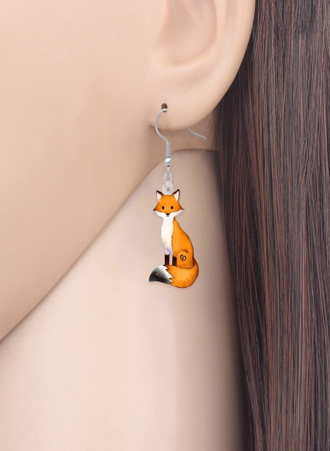 DALANE Acrylic Anime Fox Earrings Animals Dangle Drop Fashion Jewelry for Women Charms Gifts Party Favors (Orange) - Image 2