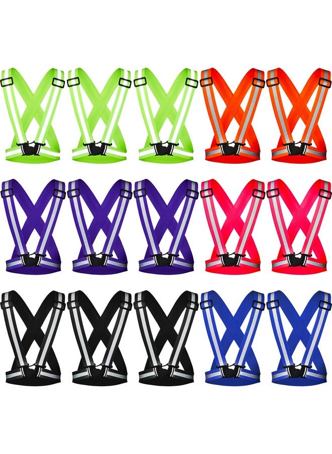 Macarrie 15 Pcs High Visible Reflective Running Vest Adjustable Reflective Safety Vest Elastic Safety Straps Reflective Gear For Walking At Night For Night Running Outdoor Dog Adults Kids (Multicolor)  - Image 2