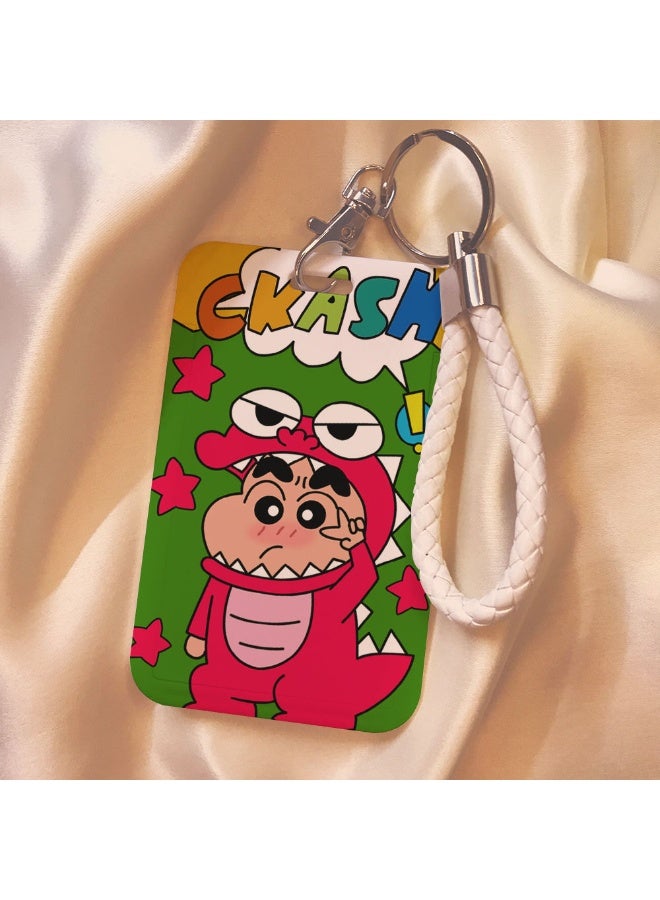 NIBEMINENT 1 - Piece Crayon Shin Kpop Photo Card Holder Pendant Key Chain ID Badge Holder ID Card Holder Photo Card Protector for School ID Office ID Access Card for Women Girls - Image 1