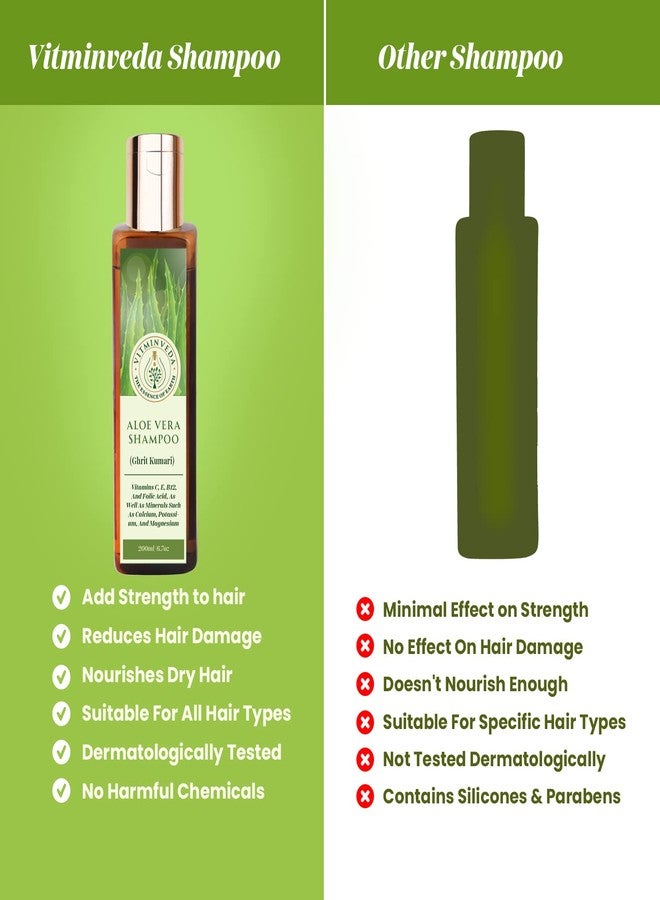 VITMINVEDA Aloe Vera Shampoo 200ml | Natural Hair Cleanser for Dandruff | Hair fall | Scalp Irritation | No-Chemicals No-Paraben No-SLS - Image 3