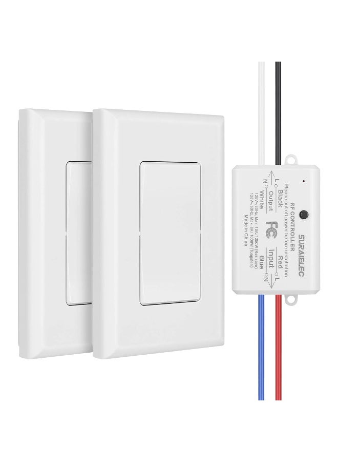 Suraielec 3 Way Wireless Light Switch, No Wiring, No WiFi, 100ft RF Range, Pre-Programmed, Expandable Wireless Wall Switch and Receiver Kit, Remote Control Light Fixture for Lamp, Ceiling Light, Fan  - Image 1