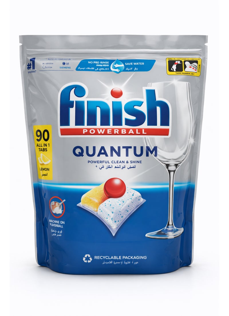 Finish Powerball Quantum All In 1 Dishwasher Lemon Sparkle - Image 1