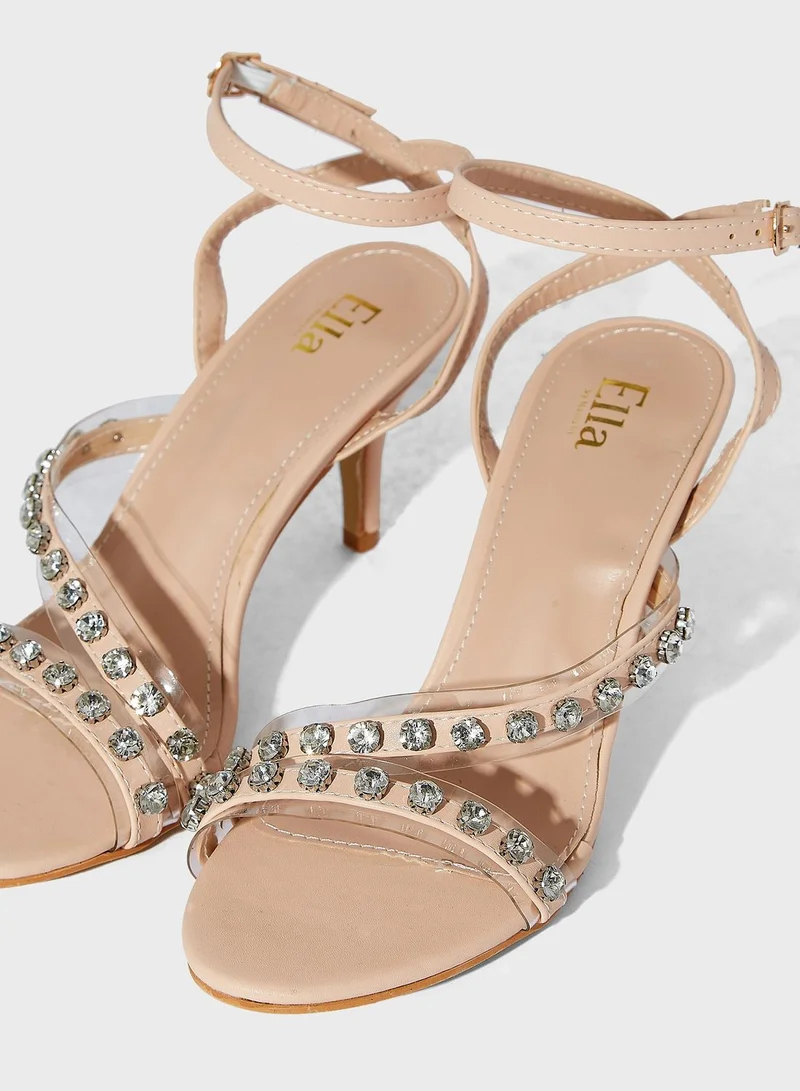 Ella Limited Edition Jewelled Asymmetric Strappy Heeled Sandal
