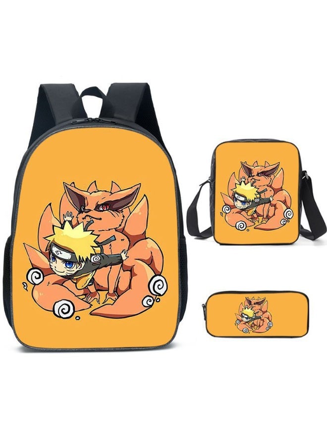 Naruto backpack pencil case satchel three-piece suit men and women leisure sports travel backpack student school backpack - Image 1
