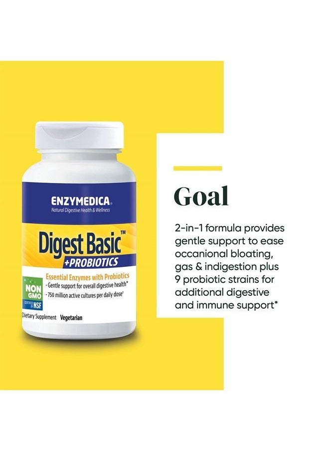 ENZYMEDICA - , Digest Basic + Probiotics, Gentle Enzymes for Digestive Health, Breaks Down Carbs, Fats and Proteins with Protease, Amylase and Lipase, 750 Million CFU, Vegetarian, 90 Capsules - Image 1