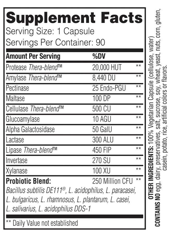 ENZYMEDICA - , Digest Basic + Probiotics, Gentle Enzymes for Digestive Health, Breaks Down Carbs, Fats and Proteins with Protease, Amylase and Lipase, 750 Million CFU, Vegetarian, 90 Capsules - Image 1