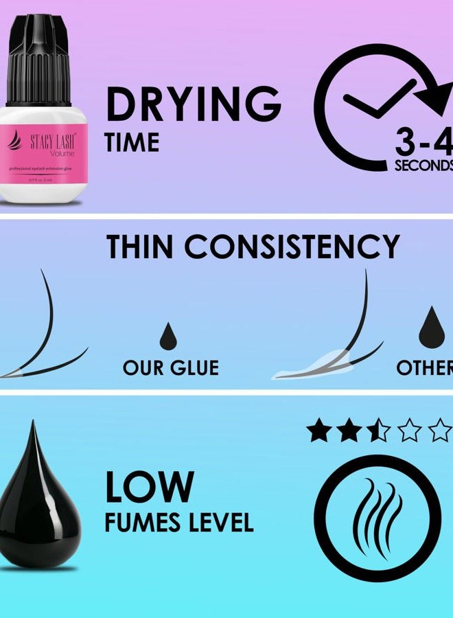 Stacy Lash Volume Eyelash Extension Glue Stacy Lash 0.17fl.oz/5ml/3-4 Sec Drying Time/Retention 6 Weeks/Black Adhesive/Professional Supplies/Pegamento de Pestañas - Image 4