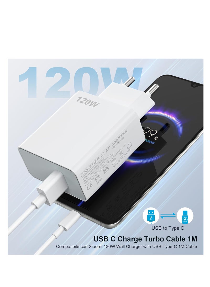120W Fast Charger for Xiaomi 15 14T 13T 14 13 12 12t 12s Pro Lite Compatible 67W Redmi Note K80 K70 K60 K50 14 14 Pro 13 13 Pro 12 11 Pro Plus Black Shark 3 4 5 Poco X7 X6 X5 X4 GT F6 F5 F4 Mi Turbo - Image 3