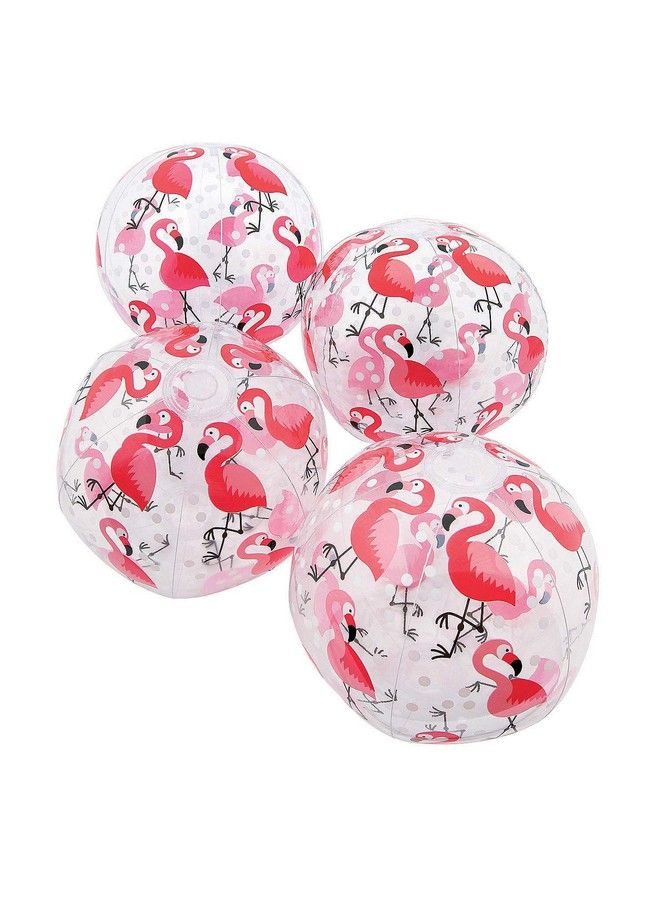 Fun Express Flamingo Print Beach Balls Toys 12 Pieces - Image 1