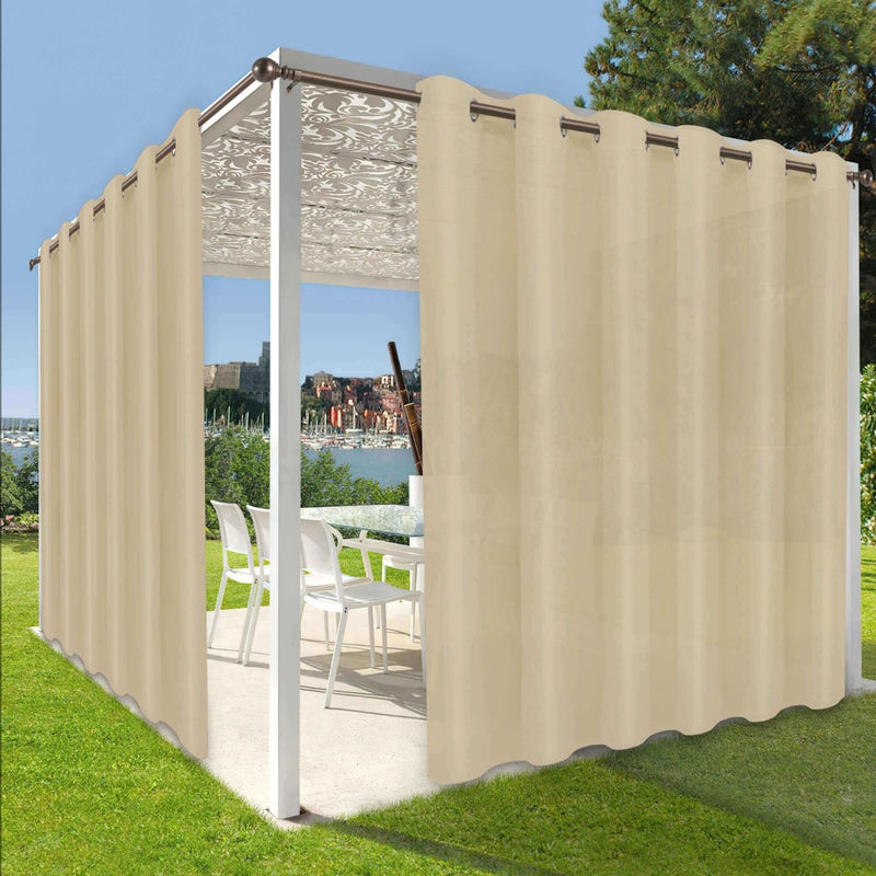 OutdoorLines OutdoorLines Waterproof Indoor Outdoor Curtains for PatioPrivacy Sun Blocking Grommet Curtain Panel Weatherproof UV Resistant Curtains for Gazebo Porch Pergola Khaki 100W x 108L 1 Piece 