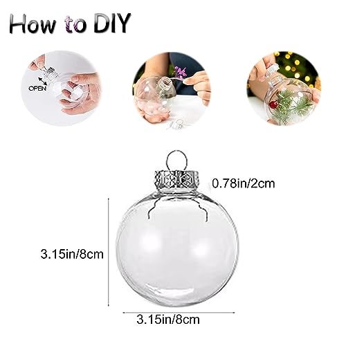 Neioaas Clear Plastic Ball Decor - Set of 12 DIY Christmas Decorative Balls,DIY Clear Plastic Fillable Balls Ornament for Christmas,Halloween,Birthday,Wedding Decor, Crafts Decorations (80MM) - Image 2