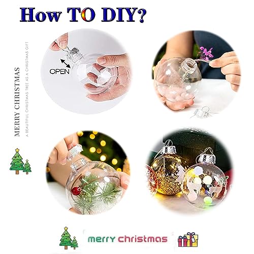 Neioaas Clear Plastic Ball Decor - Set of 12 DIY Christmas Decorative Balls,DIY Clear Plastic Fillable Balls Ornament for Christmas,Halloween,Birthday,Wedding Decor, Crafts Decorations (80MM) - Image 3