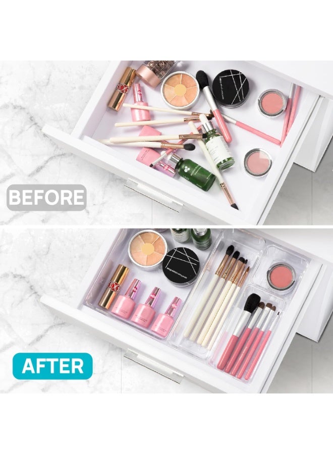 Vtopmart Set of 25 clear plastic drawer organizers, multi-size, organize drawers in bathroom, makeup, jewelry, kitchen and office. - Image 5