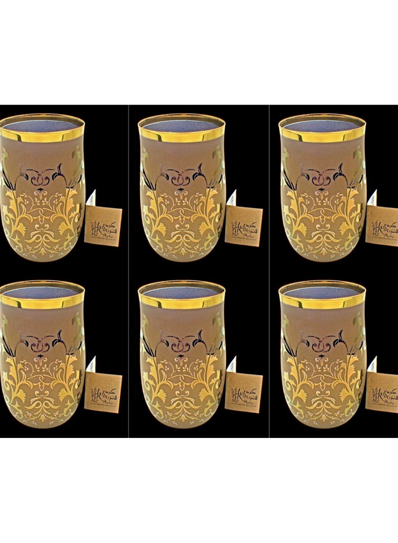 KuduArts Tumblers Glass Cups for Water Juice 161 Bbt Pnt Brnz Gold 6 mm 6 Pcs - Image 1