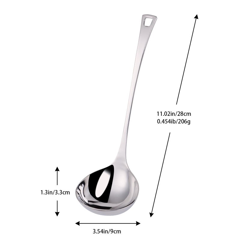 Mafier 4 oz. Kitchen Ladle 11 Inch Soup Ladle 18/10 Stainless Steel Cooking Ladle Kitchen Accessories for Stirring Portioning and Serving Soups Gravy Sauces Chili Stew and More(silver) - Image 2