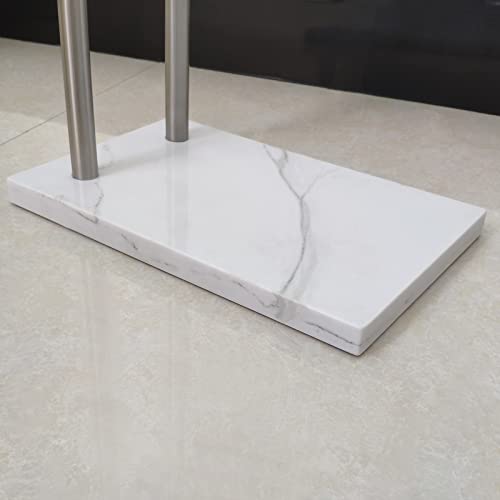 EADOT 41 Inch Standing Towel Rack Double L Shape Bath Towel Sheet Holder with Marble Base for Bathroom Floor Next to Tub or Shower Towel Stand for Bathroom Floor Stainless Steel Brushed Nickel - Image 5