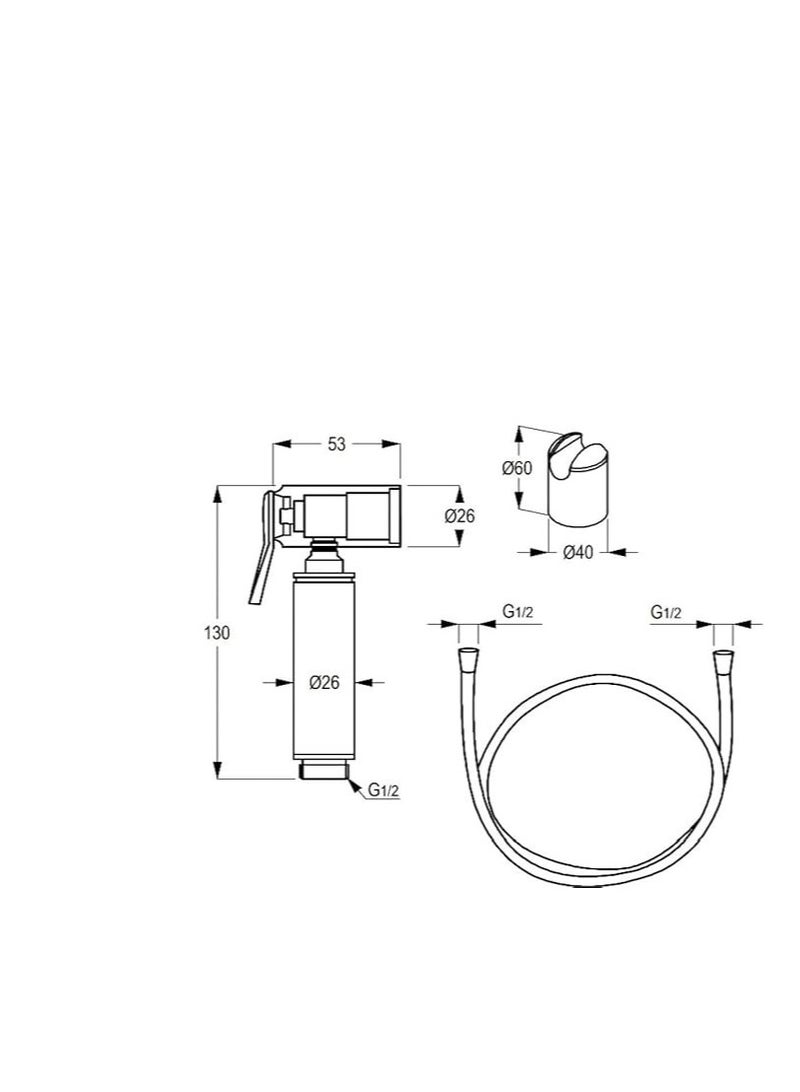 KLUDI RAK Brass shattaf with hose and wall bracket (RAK32002) - Image 2
