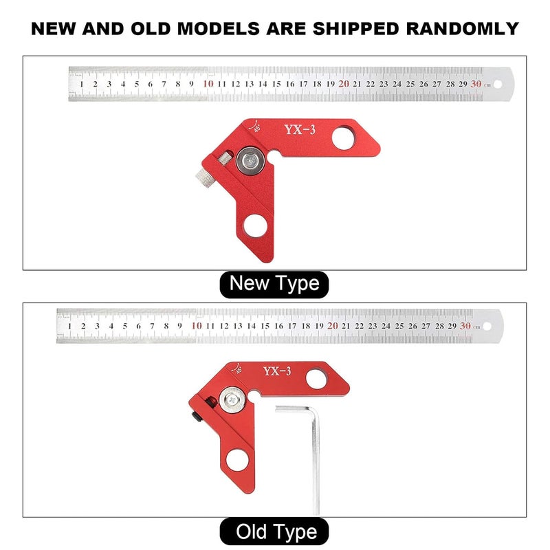 قلم تحديد خط الوسط من سبائك الألومنيوم بمغناطيس قوي مع مسطرة زاوية 45 و90 درجة لأعمال النجارة - Image 3