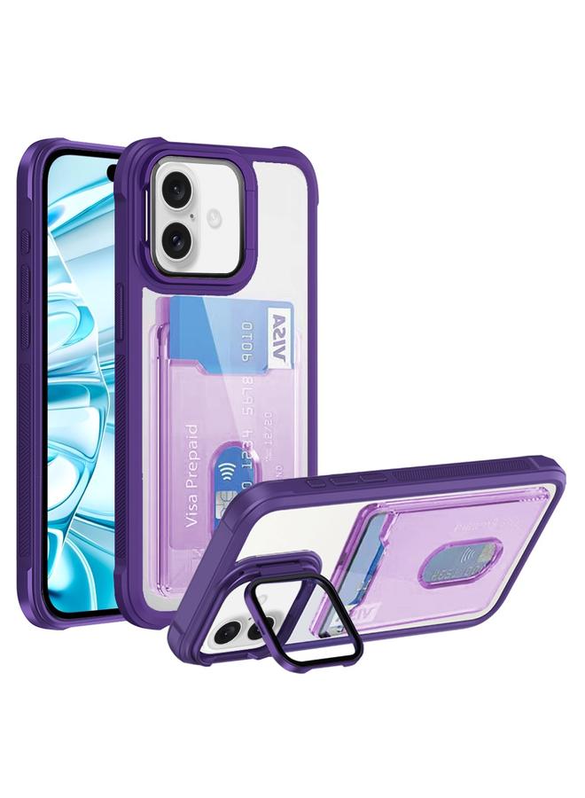 S-TOP Case For iPhone 16 Card Bag Holder Acrylic Hybrid TPU Phone Case - Image 1