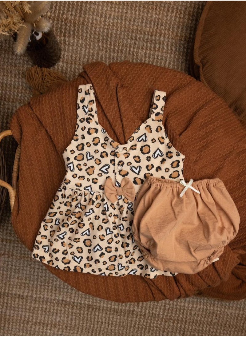 Generic baby-girl cotton dress leopard print 