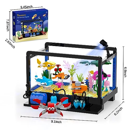 Tenhorses Fish Tank Building Block Set, Lighting Aquarium Sets Including Marine Life, a Submarine and a Treasure Chest, Building Block Toy for 6+, Gift for Sea Lovers. - Image 5