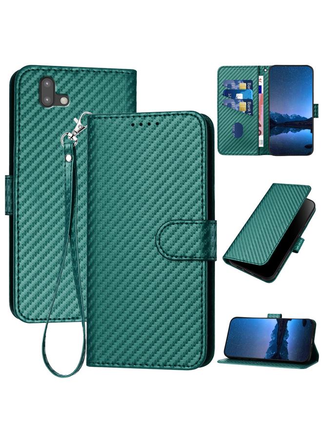 S-TOP Case For Fujitsu Arrows U 801FJ YX0070 Carbon Fiber Buckle Leather Phone Case with Lanyard - Image 1