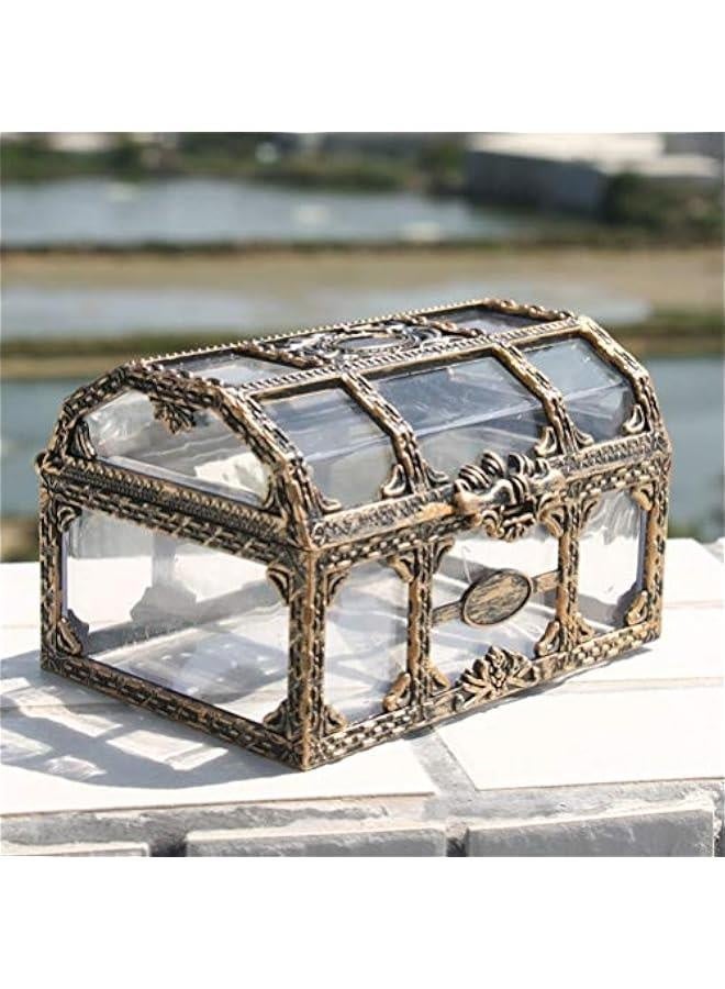 Mini Clear Pirate Treasure Chest for Jewelry, Crystal Storage Organizer Mini Case, Clear Plastic Pirate Treasure Box, Crystal Jewelry Box - Image 1