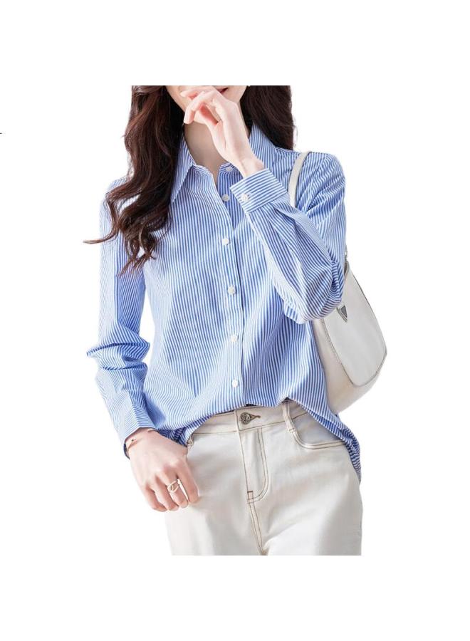 dme Demana [Career Art Collector] Spring And Autumn Breathable Simple Lapel Shirt, Long-Sleeve Fitted Blouse, Women'S Top - Image 3