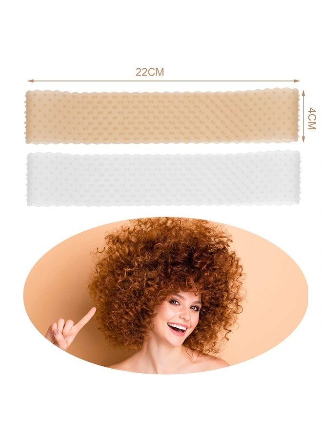 WILLBOND 4 Pieces Silicone Wig Grip Band Transparent Silicone Wig Headband Sweatproof Seamless Non Slip Wig Hair Band with Stretchy Nylon Wig Cap for Wig and Sport Yoga (White and Light Brown, Skin Color)  - Image 5