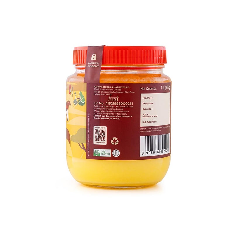 A2 Gir Cow Cultured Ghee, Organic Grass Fed A2 Cow Ghee 2lb | Pasture Raised Clarified Butter Fat | Bilona Desi Cow Ghee | Non-GMO, Lactose-Free, Keto Friendly - Two Brothers Organic Farms - Image 2