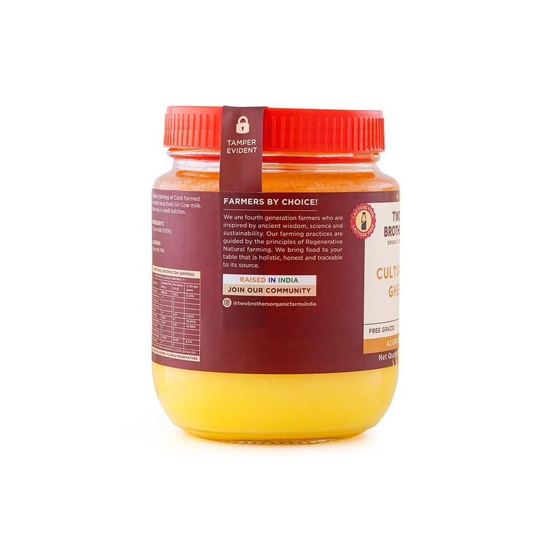 A2 Gir Cow Cultured Ghee, Organic Grass Fed A2 Cow Ghee 2lb | Pasture Raised Clarified Butter Fat | Bilona Desi Cow Ghee | Non-GMO, Lactose-Free, Keto Friendly - Two Brothers Organic Farms - Image 4
