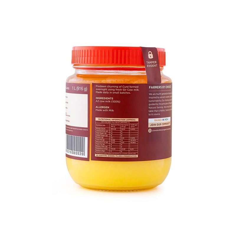 A2 Gir Cow Cultured Ghee, Organic Grass Fed A2 Cow Ghee 2lb | Pasture Raised Clarified Butter Fat | Bilona Desi Cow Ghee | Non-GMO, Lactose-Free, Keto Friendly - Two Brothers Organic Farms - Image 3