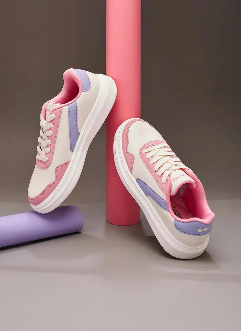 Campus Women Droid Memory Foam Lace-Up Sneakers-Off White