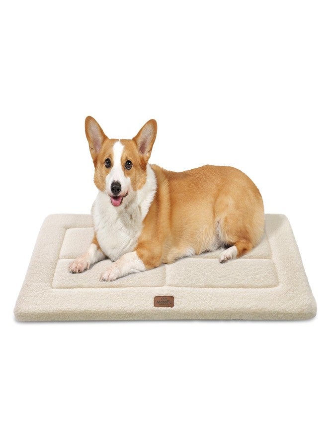 MASSFU Reversible Dog Crate Pad Bed for Medium Small Dogs,Washable & Non-Slip Kennel Pet Mat, High Density Foam and Soft Fleece Cat Bed for Indoor & Outdoor Use, 29" x 21", Cream White - Image 1