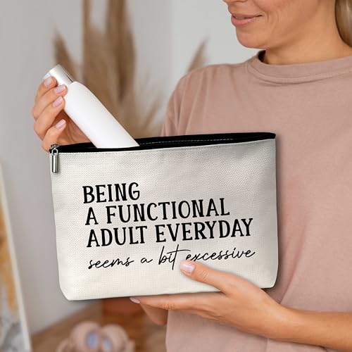 AWSICE Encouraging Makeup Bag, Being A Functional Adult Excessive Gifts for Women Friendship Gift For Women Sister Girls Teens Friend-B18 - Image 3
