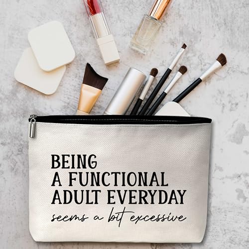 AWSICE Encouraging Makeup Bag, Being A Functional Adult Excessive Gifts for Women Friendship Gift For Women Sister Girls Teens Friend-B18 - Image 4
