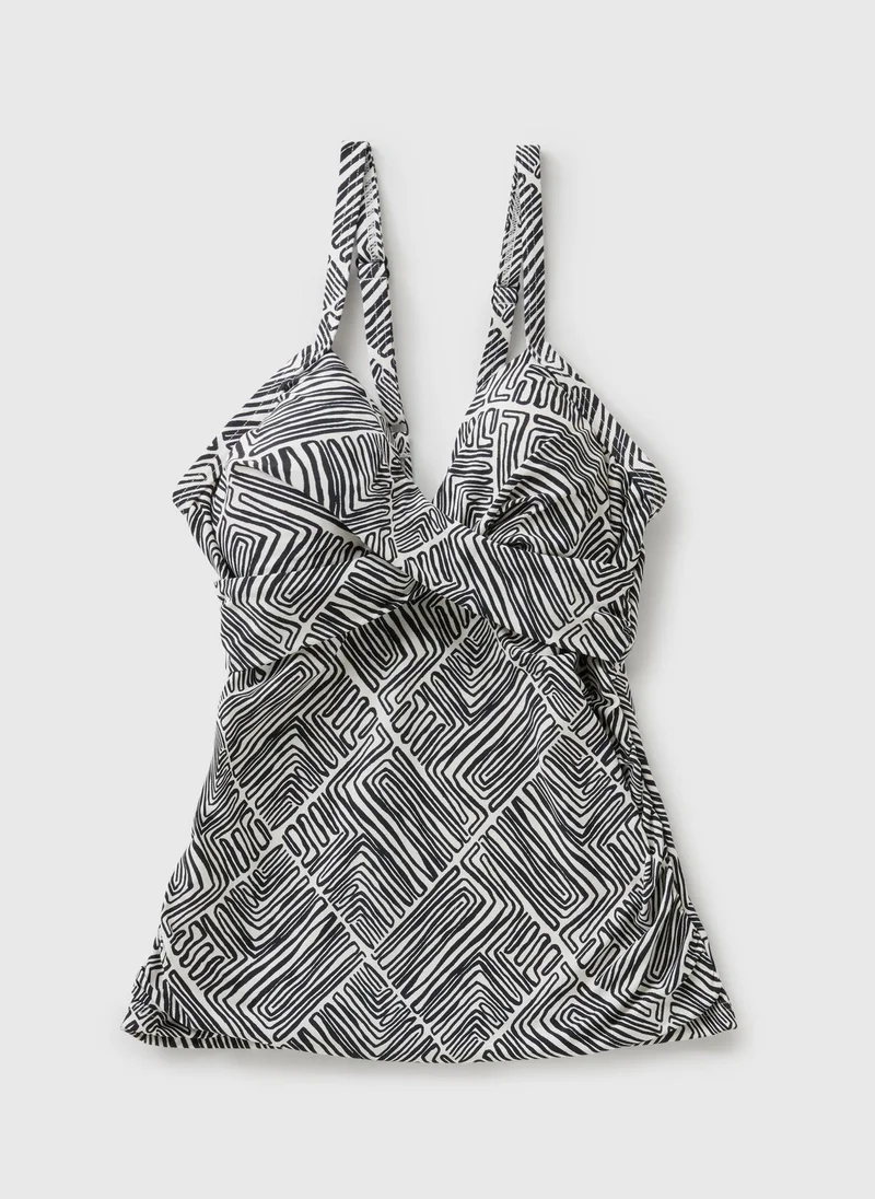 Matalan Black Mono Print Shapewear Tankini
