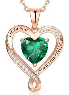 Zifeel Infinity Heart Pendant 925 Sterling Silver, Rose Gold Birthstone Necklace  - Image 1