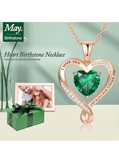 Zifeel Infinity Heart Pendant 925 Sterling Silver, Rose Gold Birthstone Necklace  - Image 4