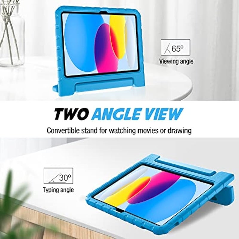 بروكيس حافظة للاطفال لجهاز ايباد A16 الجيل 11 2025/ايباد الجيل العاشر 2022 مع حامل قلم، حافظة ايباد 11/10 خفيفة الوزن مضادة للصدمات مع مقبض قابل للتحويل للاطفال - ازرق - Image 5