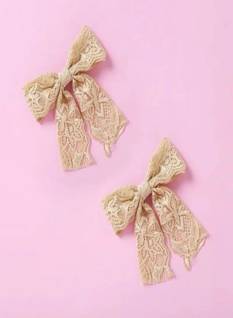 Lion Llama Lace Bow Clip Set | Lace Bow Hair Clip Set | Elegant Hair Accessories for Women & Girls, Stylish Barrettes for All Hairstyles