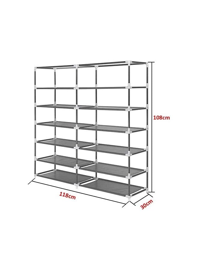 Zaboon Shoes Rack Cabinet Closet Storage Organizer With Cover Dustproof Gray 7 Layers 12 Lattices For Bedroom Living Room Hallway Holds 36 Pairs Of Shoes - Image 4