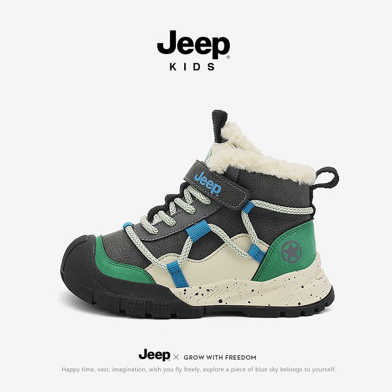 Jeep Kidsren'S Large Cotton Shoes, Boys' Snow Boots, Winter Velvet Shoes, Waterproof Leather Shoes For Girls - Image 2