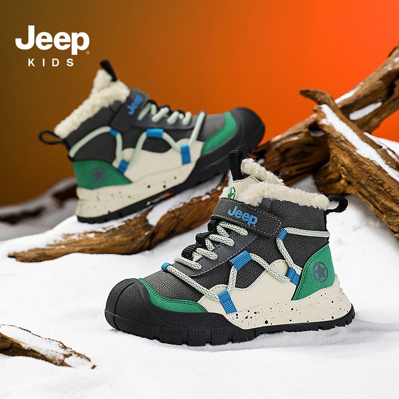 Jeep Kidsren'S Large Cotton Shoes, Boys' Snow Boots, Winter Velvet Shoes, Waterproof Leather Shoes For Girls - Image 5