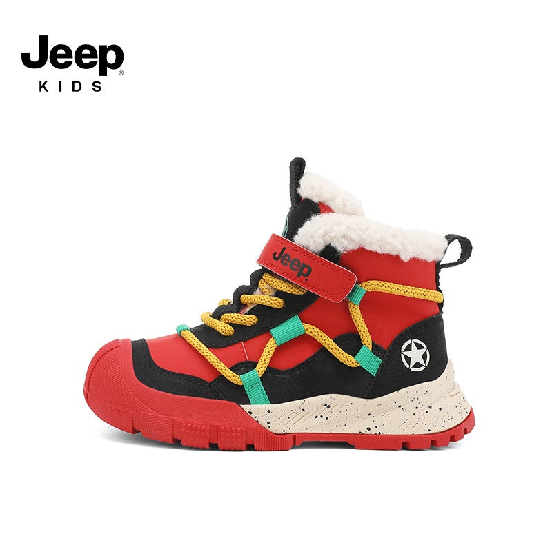 Jeep Kidsren'S Large Cotton Shoes, Boys' Snow Boots, Winter Velvet Shoes, Waterproof Leather Shoes For Girls - Image 1