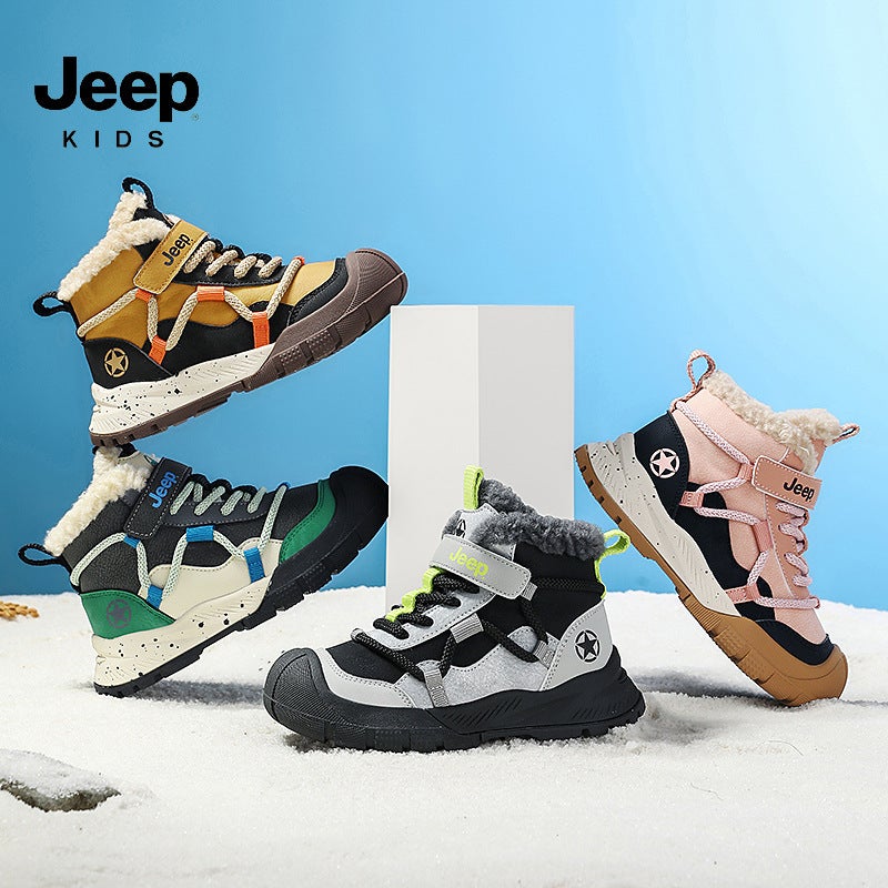Jeep Kidsren'S Large Cotton Shoes, Boys' Snow Boots, Winter Velvet Shoes, Waterproof Leather Shoes For Girls - Image 4