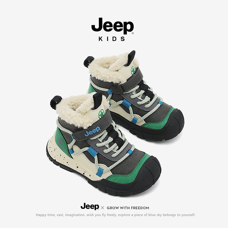 Jeep Kidsren'S Large Cotton Shoes, Boys' Snow Boots, Winter Velvet Shoes, Waterproof Leather Shoes For Girls - Image 3
