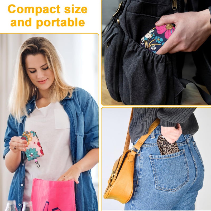 PENGJINYU 6 Pcs Reusable Shopping Bags Foldable,Grocery Bags in Pocket,Waterproof and Machine Washable,Eco-friendly Travel Recycle Polyester Tote Bags for Daily Shopping Supplies load - Image 5