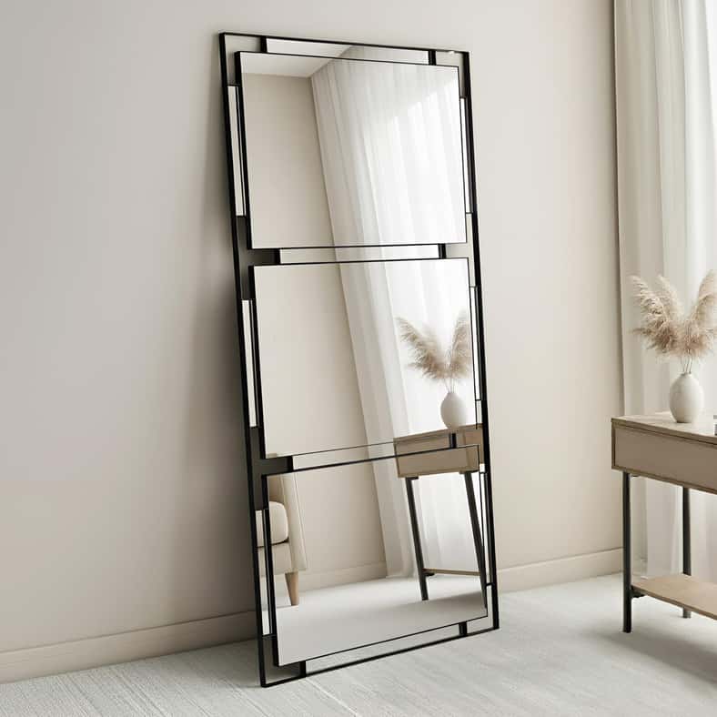Pan Home Ledger Leaner Floor Mirror 198.5x99.5cm - Black - Image 1