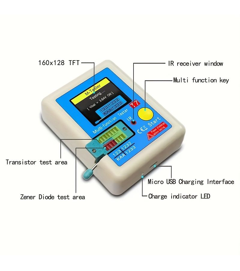 New LCR T7 Transistor Tester Tft Diode Capacitance Meter Esr Meter Npn Pnp Mosfet Ir Multifunctional Multimeter - Image 3